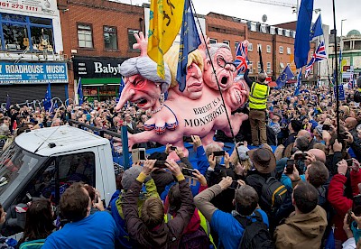 Anti-Brexit-Protestwagen in Manchester im Einsatz