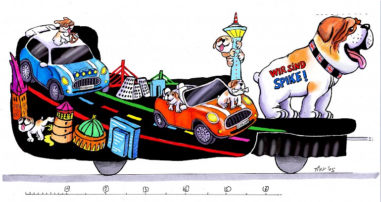 Entwurf des BMW-Karnevalswagens für den Düsseldorfer Rosenmontagszug 2015