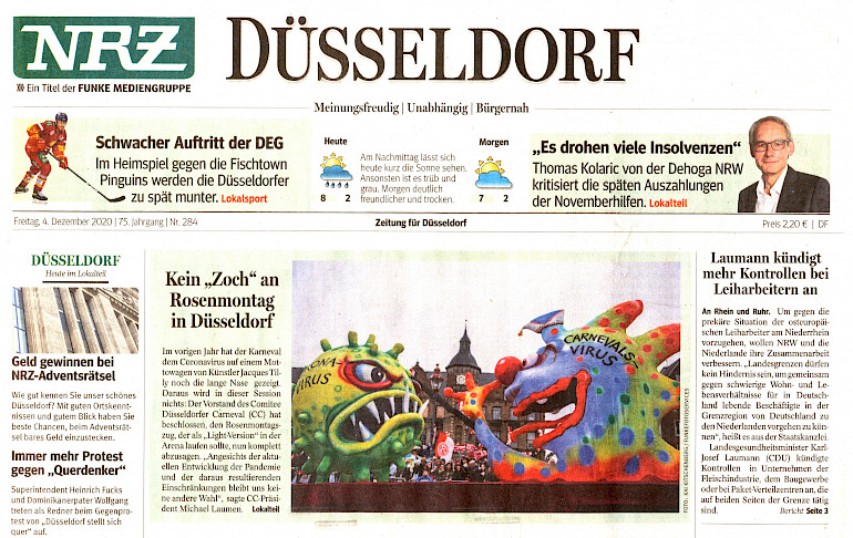 Neue Rhein Zeitung, 4.12.2020, Titelseite