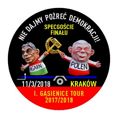 Button mit Orban und Kaczynski