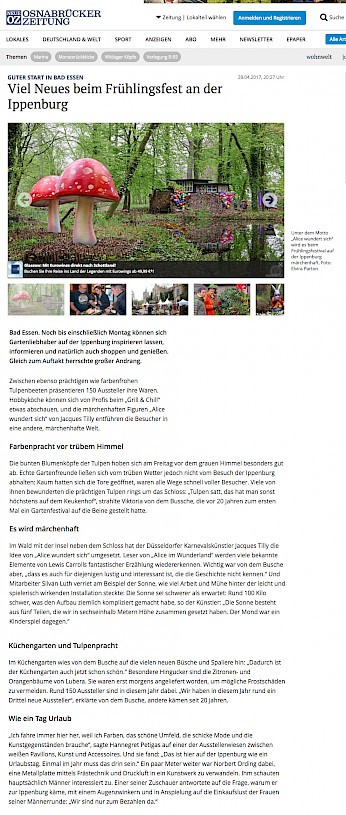 Osnabrücker Zeitung, 28.4.2017 Artikel im Wortlaut auf noz.de [https://www.noz.de/lokales/bad-essen/artikel/888119/viel-neues-beim-fruehlingsfest-an-der-ippenburg#gallery&0&4&888119]