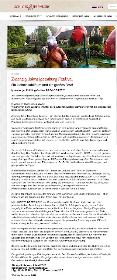 Veranstaltungshinweis, April 2017 Artikel im Wortlaut auf ippenburg.de [http://www.ippenburg.de/presse/presse-detailansicht/article/zwanzig-jahre-ippenburg-festival.html]