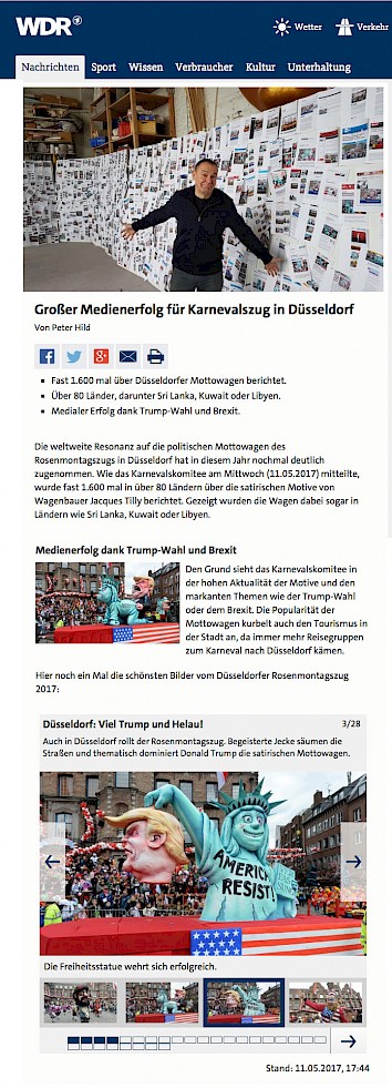 WDR online, 11.5.2017 Artikel im Wortlaut auf WDR online [http://www1.wdr.de/nachrichten/rheinland/weltweiter-erfolg-tilly-wagen-100.html]