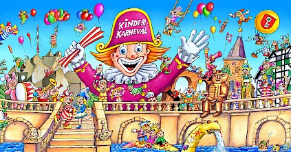 Illustrationsvorlage für ein Wandbild des Kinderkarnevals in Velbert