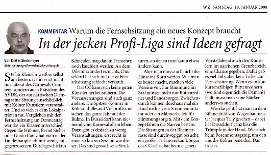 Westdeutsche Zeitung, 19.1.2008