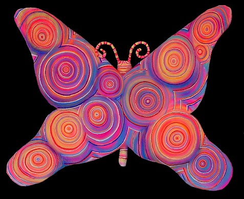 Große Schmetterlings-Plastik mit Ornamenten