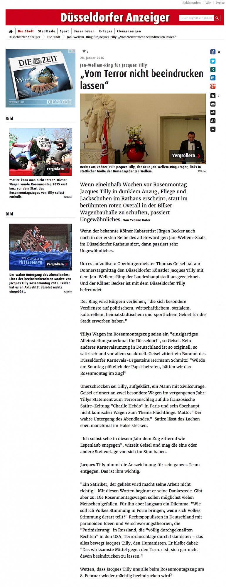 Düsseldorfer Anzeiger Online, 29.1.2016