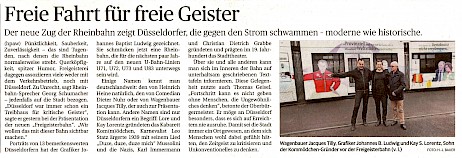 Rheinische Post, 26.10.2016 Artikel im Wortlaut auf RP Online [http://www.rp-online.de/nrw/staedte/duesseldorf/duesseldorf-freigeisterbahn-der-rheinbahn-freie-fahrt-fuer-freie-geister-aid-1.6349961]