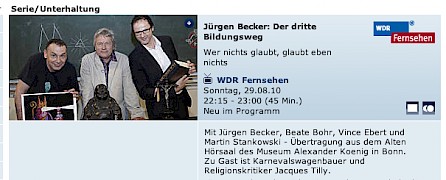 WDR-Hinweis auf die Sendung &quot;Der dritte Bildungsweg&quot;