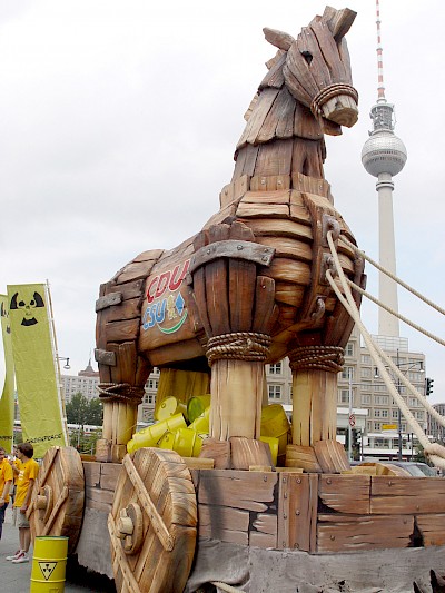 Schrägansicht des trojanischen Pferdes