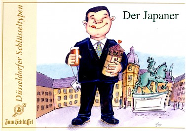 Karikatur eines Japaners in Düsseldorf