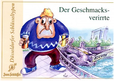 Karikatur eines geschmacksverirrten Kölsch- und Alt-Trinkers