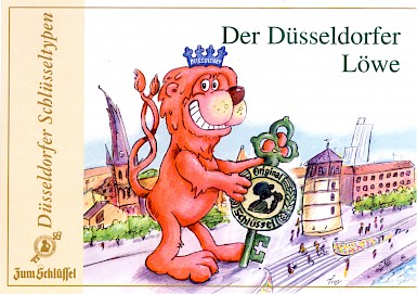 Karikatur des Düsseldorfer Löwen mit Schlüssel