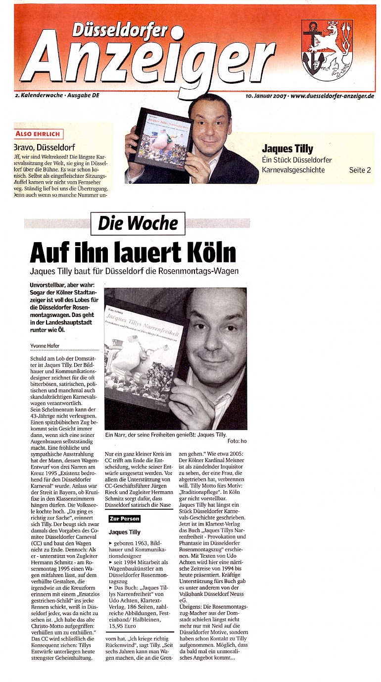 Düsseldorfer Anzeiger, 10.1.2007 Artikel im Wortlaut [/karnevalswagen/narrenfreiheit/narrenfreiheit-titelseite/p-2007-01-10-dssd-anzeiger-txt/]