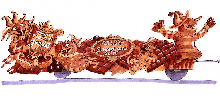 Schokoladenwagen von der Schokoladenseite Entwurf für die Düsseldorfer KG "Große"