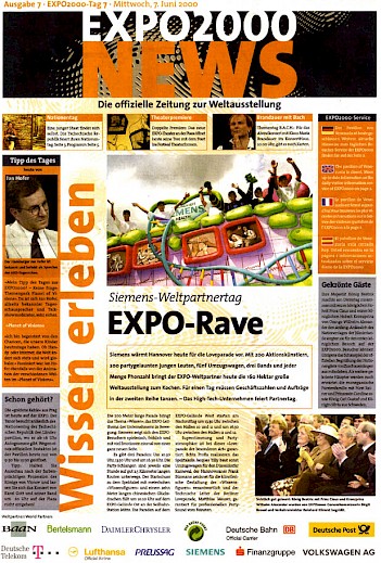 Expo 2000 News Artikel im Wortlaut [/projekte/messebau/expo-2000/siemens-parade-auf-der-expo-2000/p-2000-06-07-expo-news-txt/]