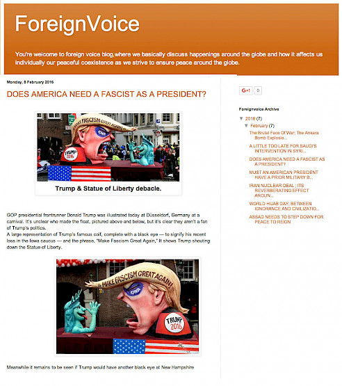 Foreign Voice, Februar 2016