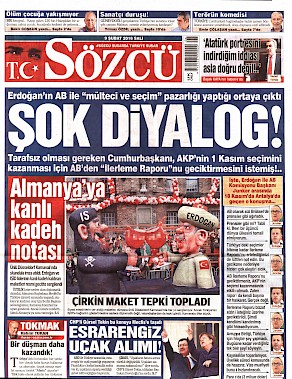 Sözcü Titelseite mit zensiertem Foto, 9.2.2016