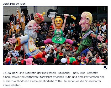 WDR online, 12.2.2013 - Noch ein Artikel [/karnevalswagen/politische-karnevalswagen/politische-karnevalswagen-2013/2013-pussy-riot-2013/noch-ein-artikel-zum-pussy-riot-wagen-2013/]