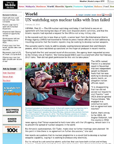 malaysia news iran, 22.2.2012