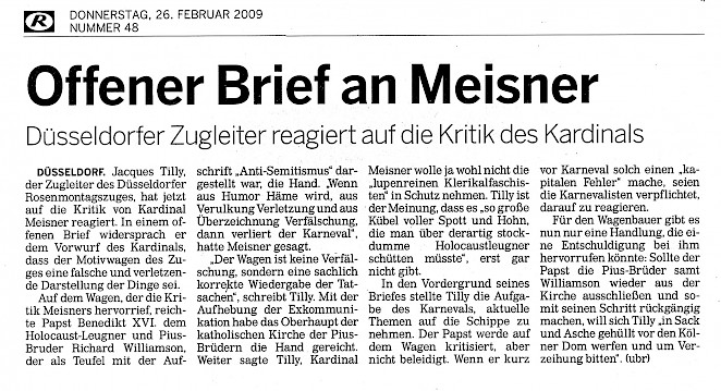 koelnische rundschau meisnerbrief, 26.2.2009