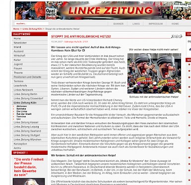 Linke Zeitung Anti-Moslem-Hetze, 15.4.2007