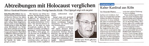 Westdeutsche Zeitung, Januar 2005 Artikel im Wortlaut [/karnevalswagen/politische-karnevalswagen/politische-karnevalswagen-2005/kardinal-meisner1/presse-zum-kardinal-meisner-skandalwagen-im-rosenmontagszug-2005/p-2005-01-00-wz-meisner-txt/]