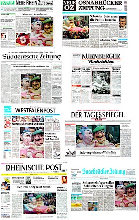 Saddam und Bush deutschlandweit acht mal auf der Titelseite