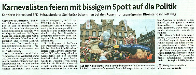 Aachener Nachrichten, 12.2.2013