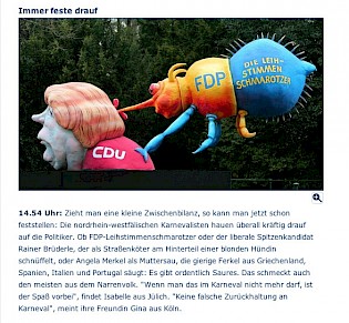 WDR online, 12.2.2013 Noch ein Artikel [/karnevalswagen/politwagen-2013/2013-merkel-fdp-laus-2013/noch-ein-artikel-zu-merkel-und-der-fdp-laus-2013/]