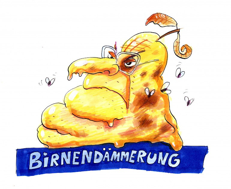 Karikatur: Birnendämmerung