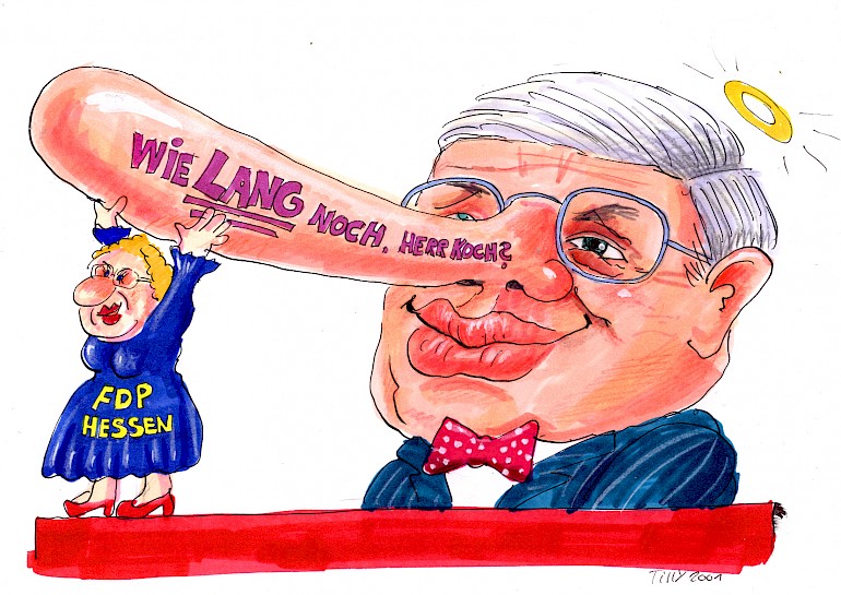 Karikatur: Kochs Lügennase