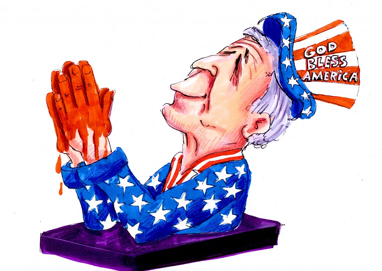 Karikatur: Bush betet