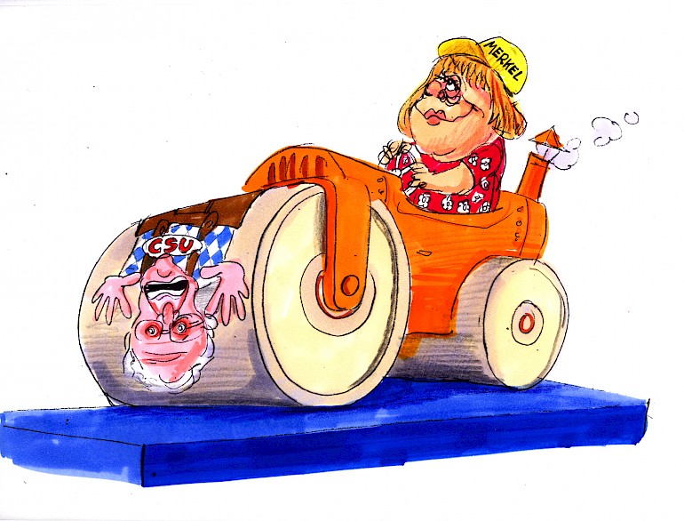 Karikatur: Dampfwalze