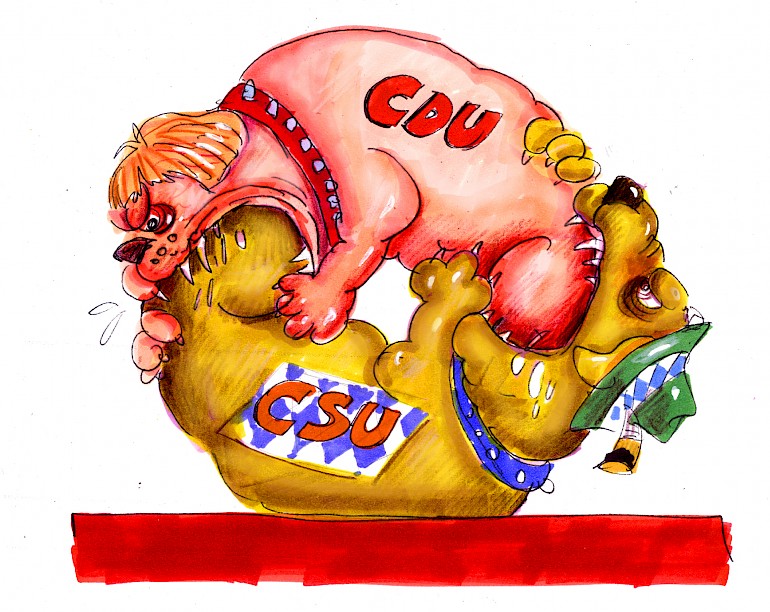 Karikatur: Kampfhunde