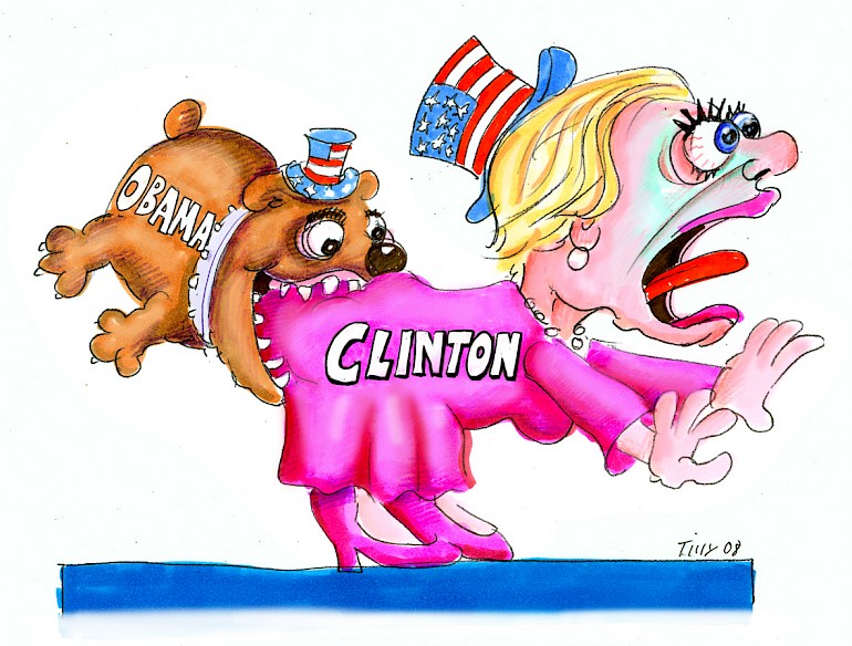 Karikatur: Hillary und Obama