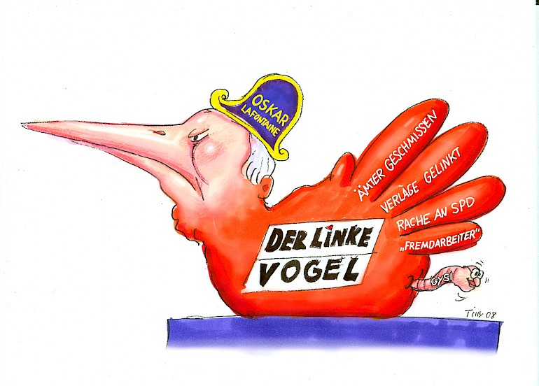 Karikatur: Lafontaine Linker Vogel