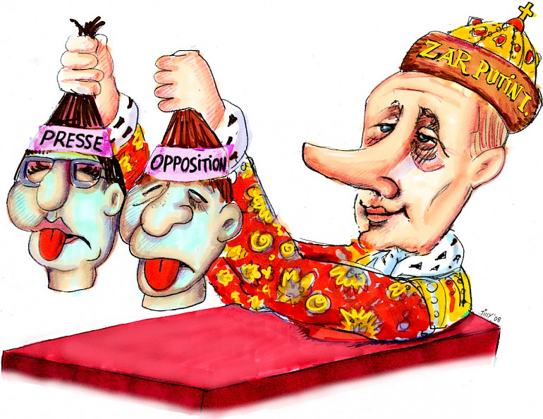 Karikatur: Putin und die Opposition