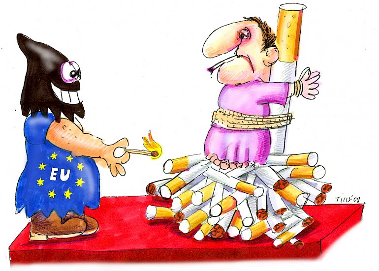 Karikatur: EU Zigarettenwahn