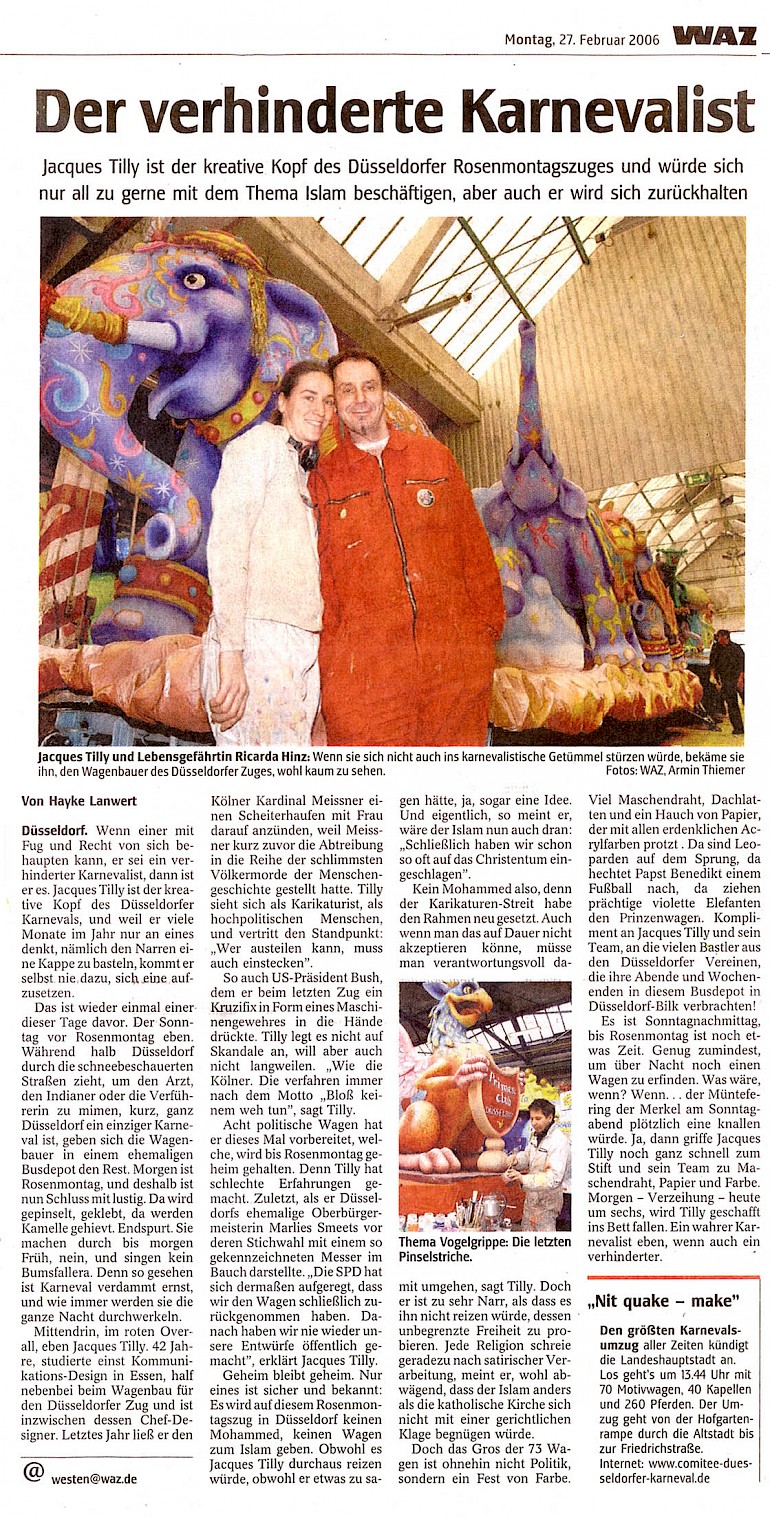 Westdeutsche Allgemeine Zeitung, 27.2.2006 Artikel im Wortlaut [/pressespiegel/2006/p-2006-03-00-tusch-fragenbogen/p-2006-02-27-waz-txt/]