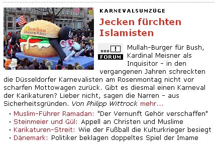 Spiegel Online, 11.2.2006 Artikel im Wortlaut auf Spiegel Online [http://www.spiegel.de/panorama/0,1518,400029,00.html]