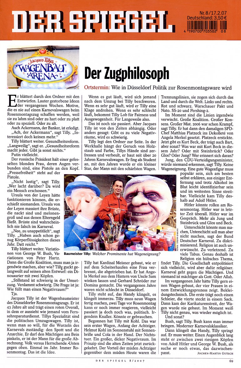 Der Spiegel, Nr. 8/2007 Artikel im Wortlaut [/pressespiegel/2007/rosenmontag-2007-4/p-2007-02-19-spiegel-nr8-zugphilosoph-txt/]