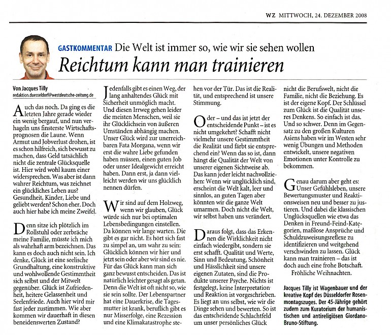 Westdeutsche Zeitung, 24.12.2008