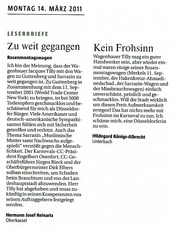 Rheinische Post, 14.3.2011