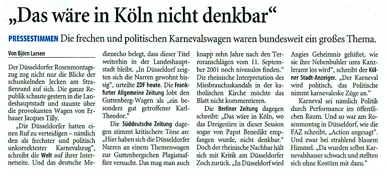 Westdeutsche Zeitung, 8.3.2011