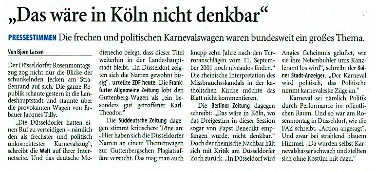 Westdeutsche Zeitung, 8.3.2011