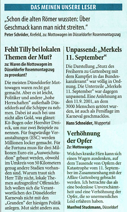 Westdeutsche Zeitung, 9.3.2011