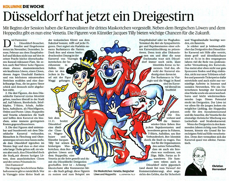 Rheinische Post, 16.11.2013 Artikel im Wortlaut auf RP Online [http://www.rp-online.de/nrw/staedte/duesseldorf/duesseldorf-hat-jetzt-ein-dreigestirn-aid-1.3821409]