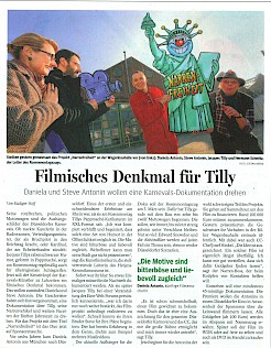 Neue Rhein Zeitung, 1.2.2014 Artikel auf WAZ Online [http://www.derwesten.de/staedte/duesseldorf/filmisches-denkmal-fuer-tilly-id8938943.html]