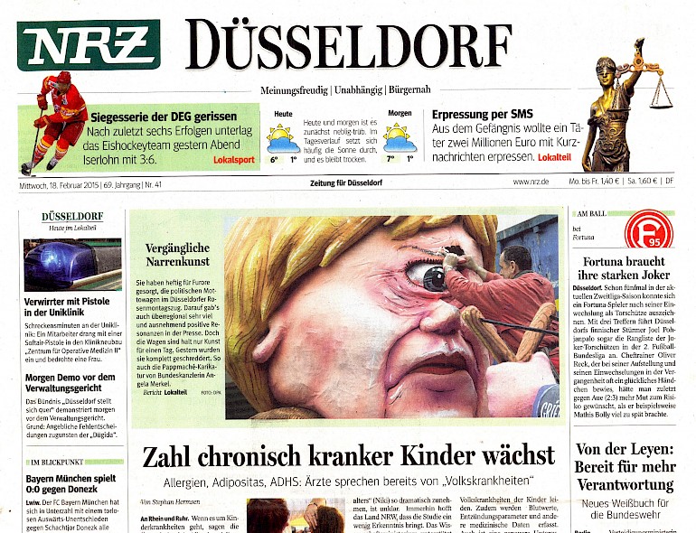 Neue Rhein Zeitung, Titelseite, 18.2.2015